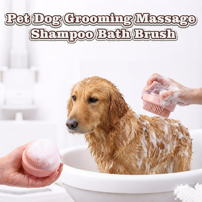 2 Pcs Dog Bath Scrubber Brush, 2 in 1 Pet Dog Grooming Brush with Built-In Shampoo Dispenser Massage Shampoo Bath Brush Soft Silicone Bristle for Long Short Haired Dogs Cats Shower-Green