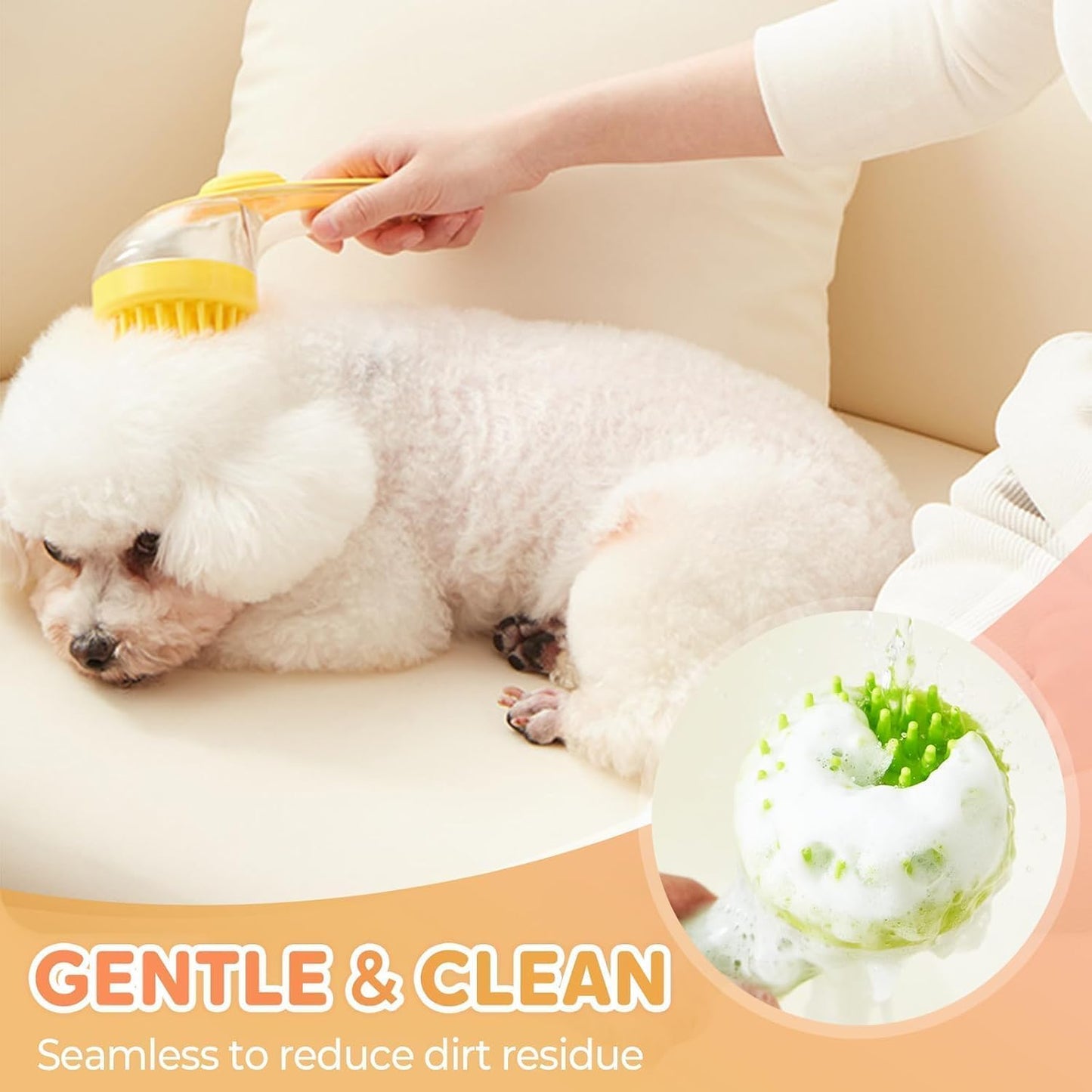 2 Pcs Dog Bath Scrubber Brush, 2 in 1 Pet Dog Grooming Brush with Built-In Shampoo Dispenser Massage Shampoo Bath Brush Soft Silicone Bristle for Long Short Haired Dogs Cats Shower-Green