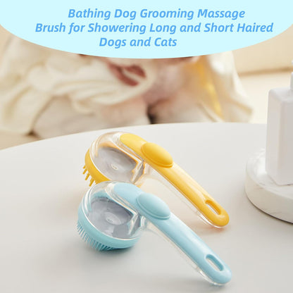 2 Pcs Dog Bath Scrubber Brush, 2 in 1 Pet Dog Grooming Brush with Built-In Shampoo Dispenser Massage Shampoo Bath Brush Soft Silicone Bristle for Long Short Haired Dogs Cats Shower-Green
