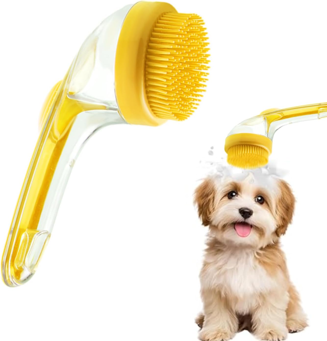 2 Pcs Dog Bath Scrubber Brush, 2 in 1 Pet Dog Grooming Brush with Built-In Shampoo Dispenser Massage Shampoo Bath Brush Soft Silicone Bristle for Long Short Haired Dogs Cats Shower-Green