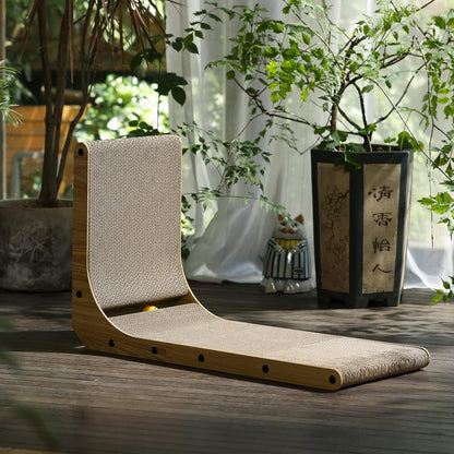 Cat Scratcher, 26.8 Inch L Shape Cat Scratch Pad Wall Mounted, Cat Scratching Cardboard with Ball Toy for Indoor Cats, Large Size