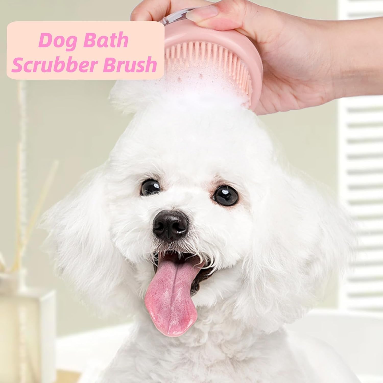 2 Pcs Dog Bath Scrubber Brush, 2 in 1 Pet Dog Grooming Brush with Built-In Shampoo Dispenser Massage Shampoo Bath Brush Soft Silicone Bristle for Long Short Haired Dogs Cats Shower-Green