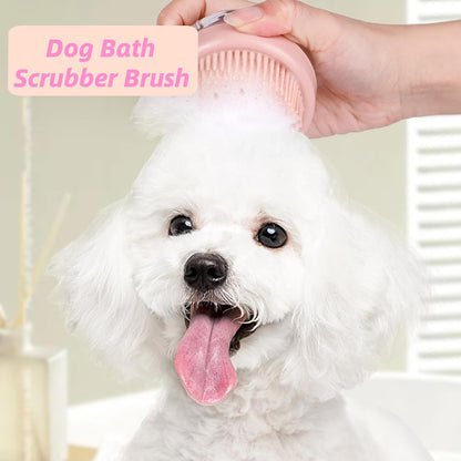 2 Pcs Dog Bath Scrubber Brush, 2 in 1 Pet Dog Grooming Brush with Built-In Shampoo Dispenser Massage Shampoo Bath Brush Soft Silicone Bristle for Long Short Haired Dogs Cats Shower-Green